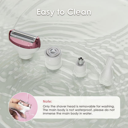 4-in-1 Electric Hair Remover for Women USB Rechargeable Shaver Trimmer – Eyebrow Nose Face Leg Bikini Line Underarm Peach Fuzz Removal Stainless Steel Blades Portable Travel Gift