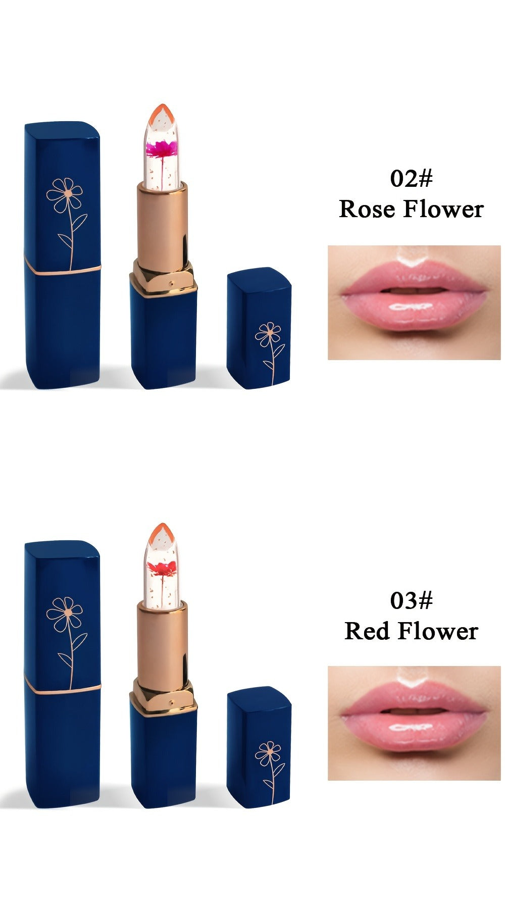 Flower Color Changing Lip Balm Set 6 Pcs - pH Reactive Tint Turns Pink, 6 Flavors, Moisturizing Transparent Lipstick, Cute Floral Design, Gift-Ready Beauty Makeup for Women & Girls