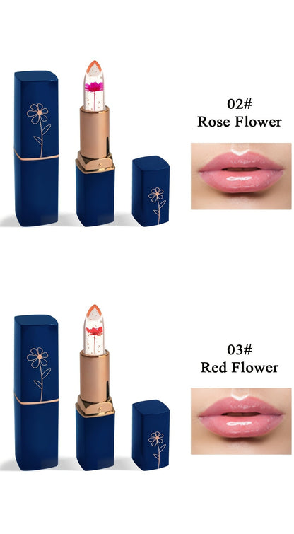 Flower Color Changing Lip Balm Set 6 Pcs - pH Reactive Tint Turns Pink, 6 Flavors, Moisturizing Transparent Lipstick, Cute Floral Design, Gift-Ready Beauty Makeup for Women & Girls