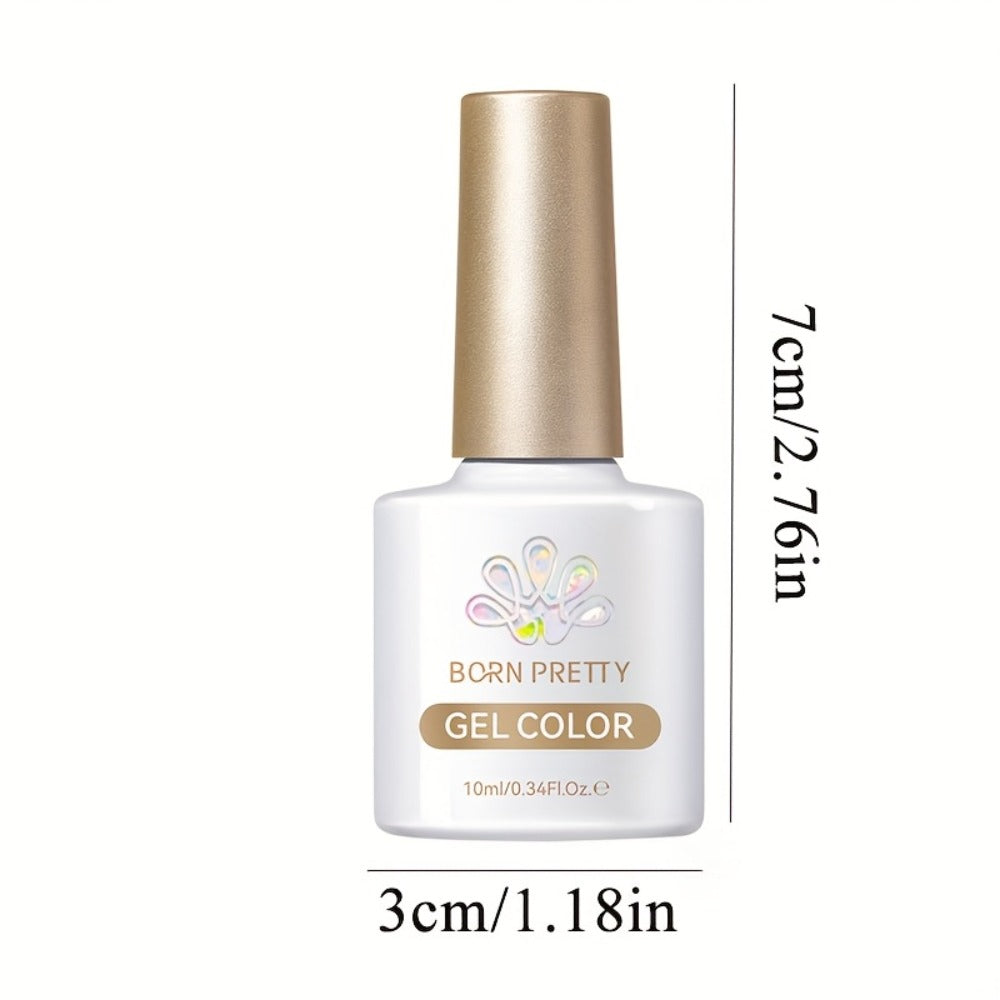 BORN PRETTY 0.34oz Nude Golden Glitter Cat Magnetic Gel Nail Polish with Ultra Shine in Two Colors, Semi-Permanent Gel Nail Supplies