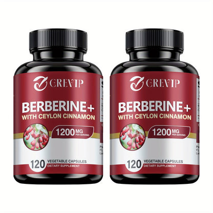 Berberine + Ceylon Cinnamon Supplement 120 Capsules – Support Healthy Cholesterol, Blood Sugar & Heart Health | Berberine HCl Dietary Supplement for Women & Men