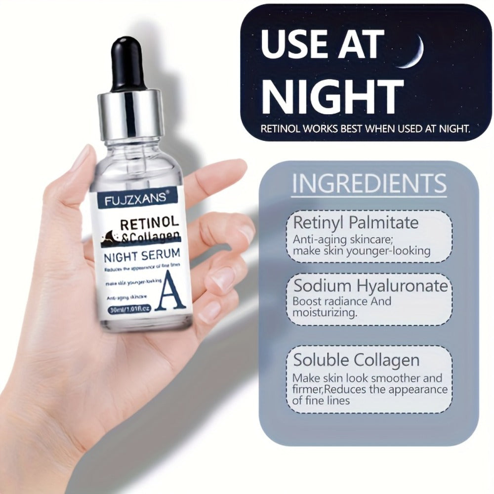 Day & Night Retinol+Vitamin C+Hyaluronic Acid Serum Set for Face skincare ; make Light Beige younger-looking ; Deep Hydration ; Moisturizing Facial Essence kit for Women
