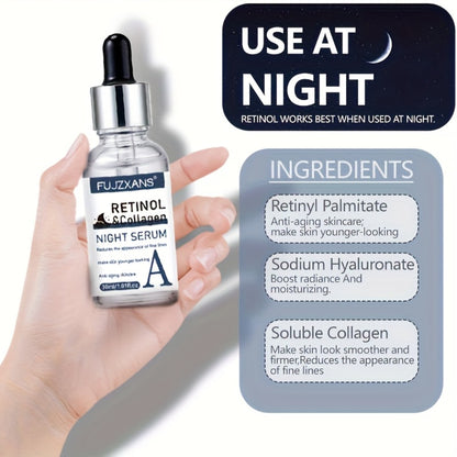 Retinol & Vitamin C Face Serum Set with Hyaluronic Acid - Day & Night Anti-Aging Brightening Deep Hydration Collagen Facial Essence Kit for Women 3pcs x 30ml