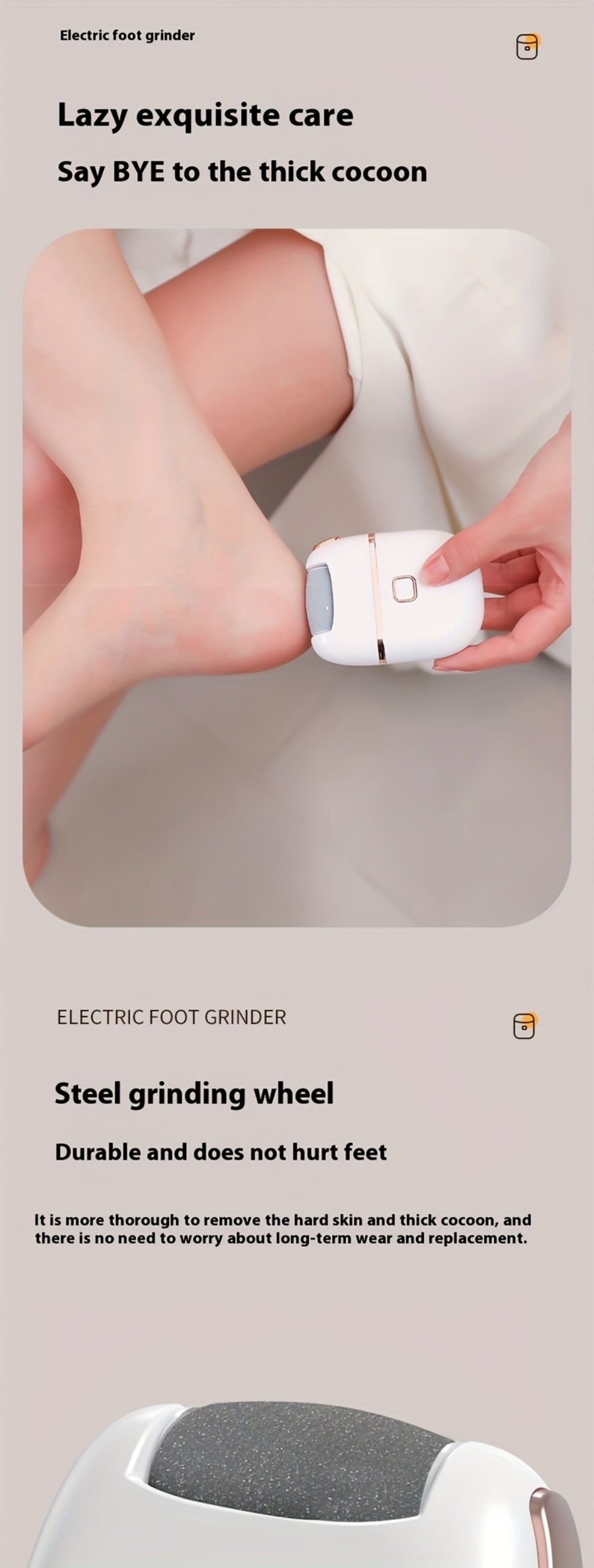 Rechargeable Electric Foot Remover Kit - Rechargeable Pedicure Tools for Feet Care with 3 Interchangeable Heads,Portable And Easy to Use,Professional Foot Care Solution for Smooth And Soft Feet,Personal Care Essentials,Birthday Christmas Gifts