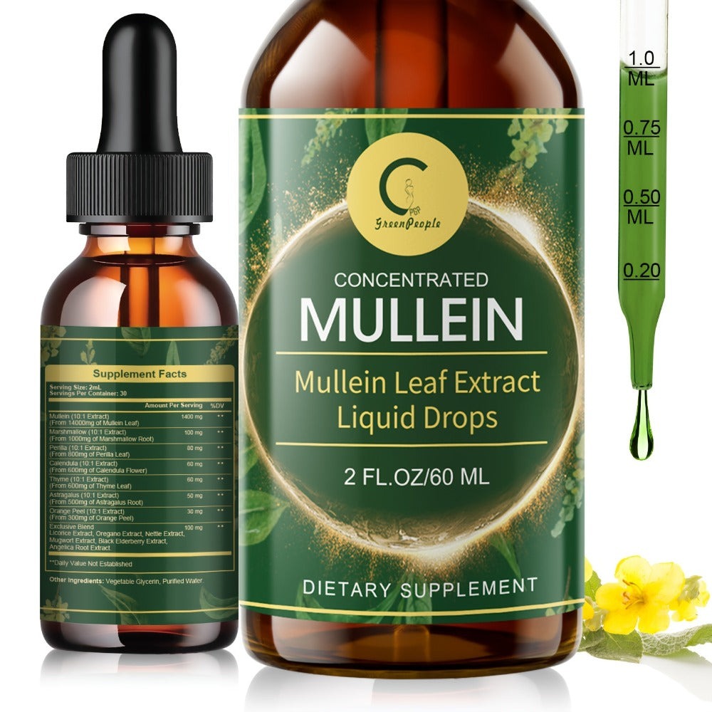 Mullein Drops For Lungs - - Mullein Leaf Liquid Tincture, Support For Respiratory, Immune, Digestive System, Natural Herbal Supplement, 2 FL OZ