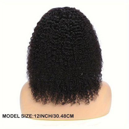 Kinky Curly Lace Front Wig Human Hair Brazilian Remy 4x4x1 Lace Closure 180% Density Natural Color Pre Plucked for Black Women 12-22 Inch