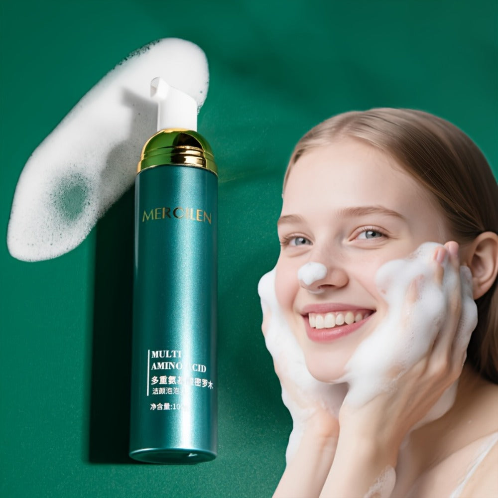 MERCILEN Amino Acid Cleansing Bubble Facial Cleanser - Gentle Non-Irritating Rose Water Acid Formula Deep Cleansing Bubble Mousse the Bubbles Are Fine and Dense Not Tight Deep Light Beige Care Suitable for All Light Beige Types, Daily Travelskincare