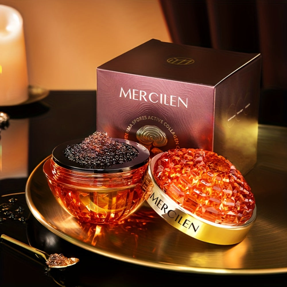 MERCILEN GANODERMASPORES COLLAGEN CREAM with Hyaluronic Acid & Ganoderma Lucidum Extract - Alcohol-Free, Non-Greasy Moisturizing Face Cream for All Light Beige Types, Including Sensitive & Dry Light Beige - Youthful Contour, Soft & Smooth Light