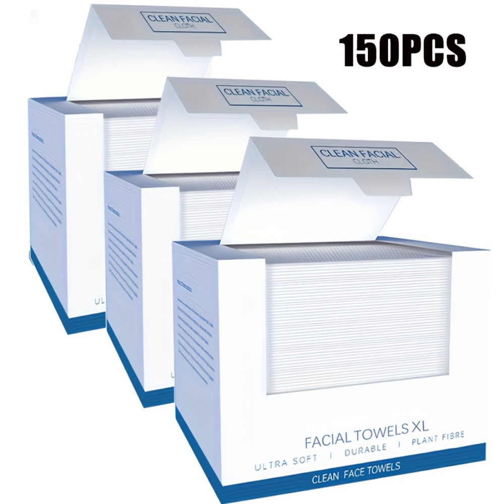 10.24*11.81inch 50/150pcs Disposable Facial Towels, Ultra-Soft, Unscented Cleansing Wipes for Skin Cleaning, Suitable for All Skin Types, Multi-Purpose Makeup Remover And Thick Cleansing Towels -- 50 Sheets Per Box.