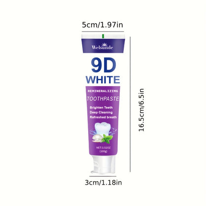 Purple Toothpaste 2pcs Hydroxyapatite Deep Cleaning Whitening Brighter Smile Mint Flavor Fresh Breath Gentle on Gums Travel Size 100g European Formula Oral Hygiene Gift Men Women