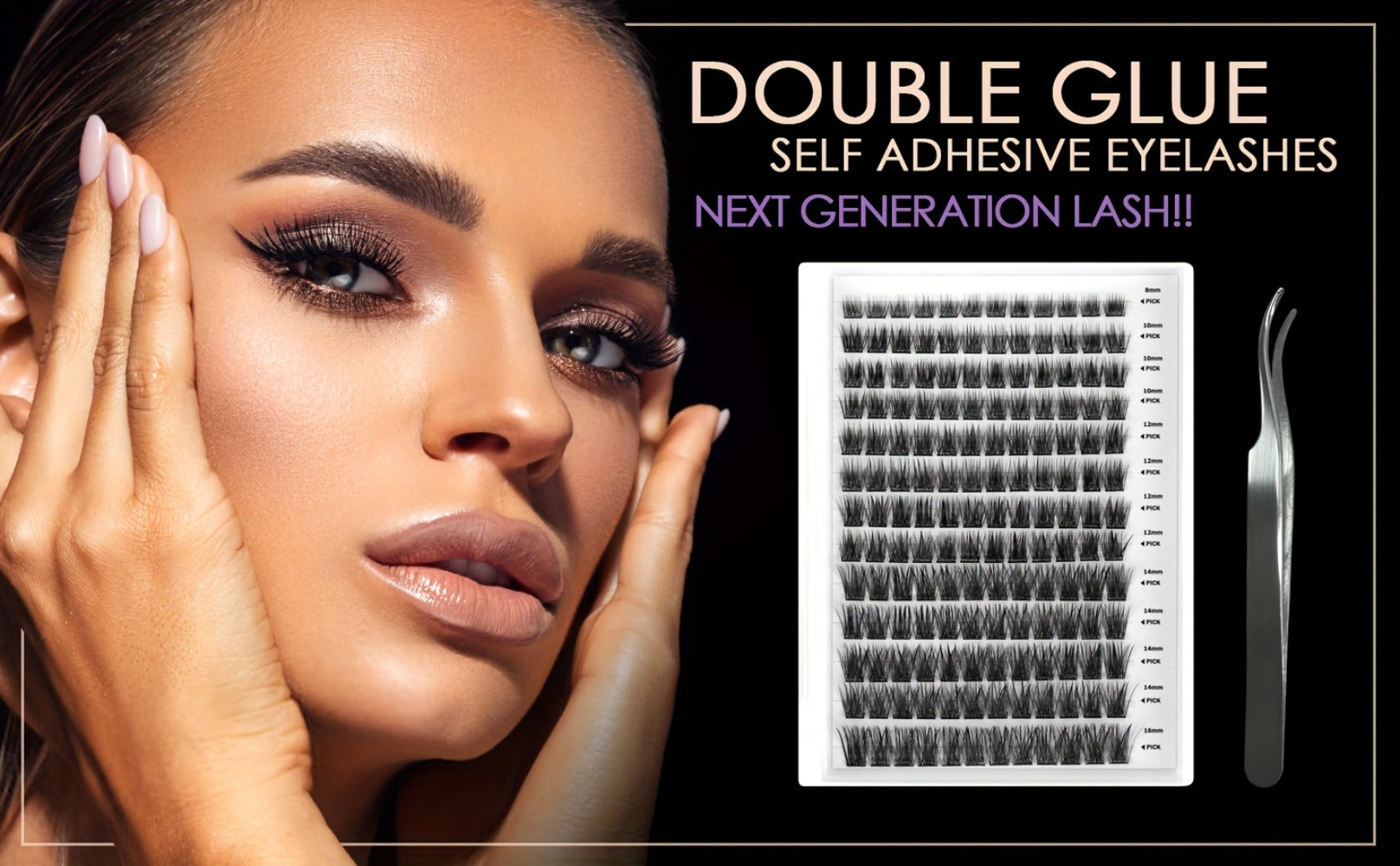 Self Adhesive Eyelashes, 156pcs Self Adhesive Eyelash Clusters, No Glue Needed, Invisible 2-Strip Tape - Longer Lasting, No Sticky Residue Pre Glued Eyelashes (Volume-Mixed)
