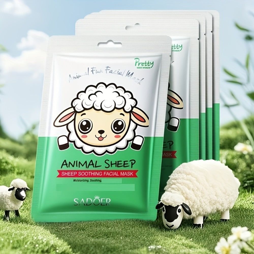 12pcs Fun Animal Printed Hydrating Face Masks for Skincare - Featuring Panda, Zebra, Piglet, Lamb, Puppy, And Sika Deer, Perfect for Moisturizing in Spring And Summer