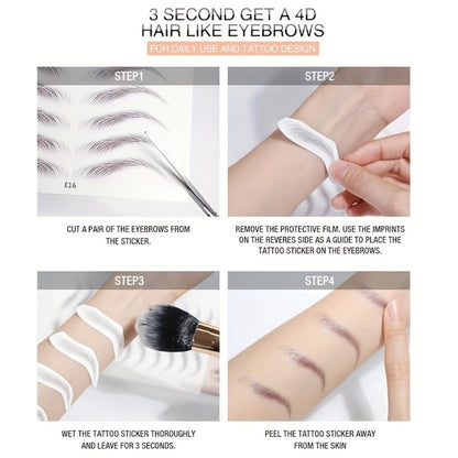 Eyebrow Tattoo Stickers 6D Waterproof Sweat-Proof 8 Pcs, Natural Look Realistic Eyebrow Temporary Tattoos Quick Apply for Women Girls, Semi Permanent Eyebrow Stamp Stencil