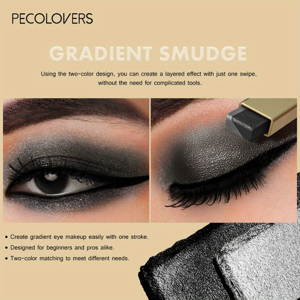Glitter Eyeshadow Stick Pencil Set 6pcs — Double Color Gradient Shimmer Metallic Eye Shadow Pen, Waterproof 2-in-1 Two Tone Lazy Eye Makeup Tool for Women