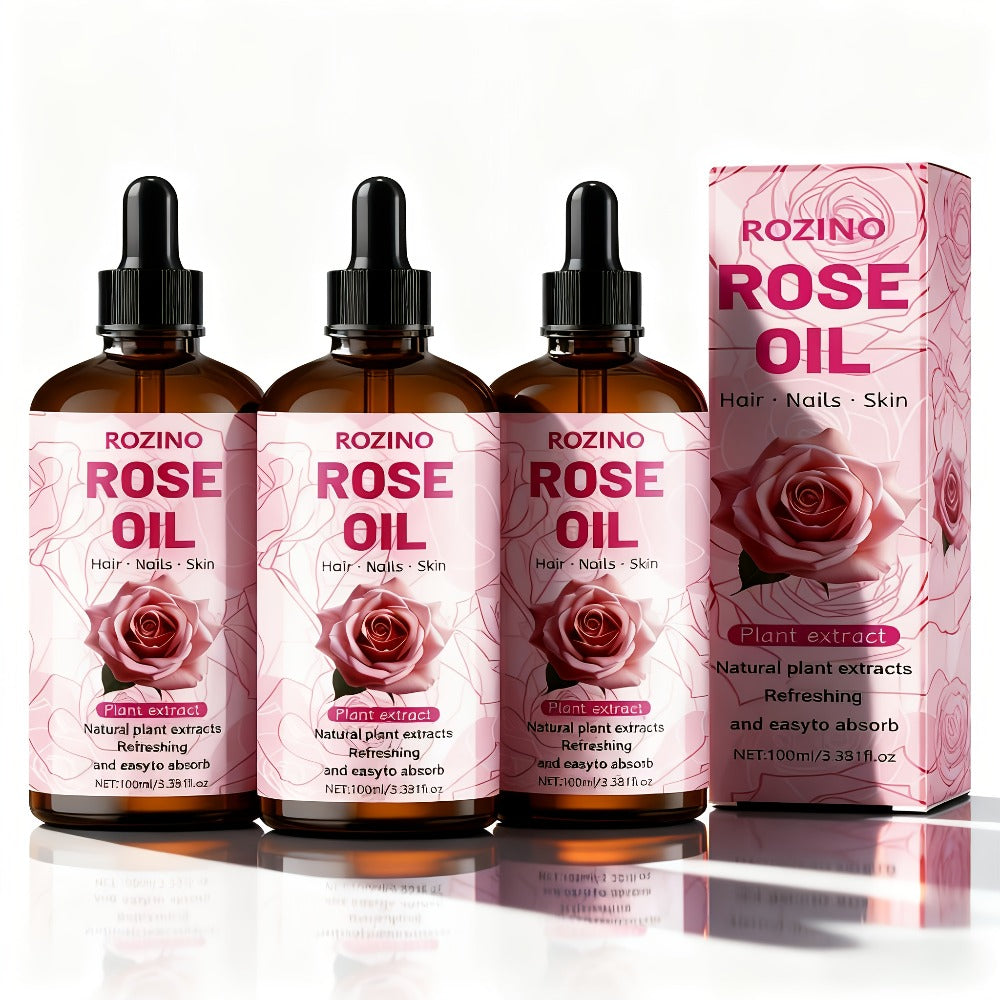 3.38oz Rose Oil: Premium Rose Scent. for Massage, Shower, Skincare, Face, Body, Nails, Hair, Lashes. Unisex.