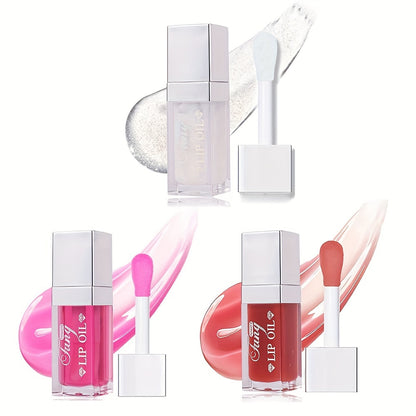 Lip Gloss Oil Set 3pcs/6pcs - Hydrating Plumping Lip Glow Oil, Shiny Transparent Lip Plumper, Long-Lasting Glossy Lip Color in Berry Coral Pink Red, Valentine's Day Gift for Her