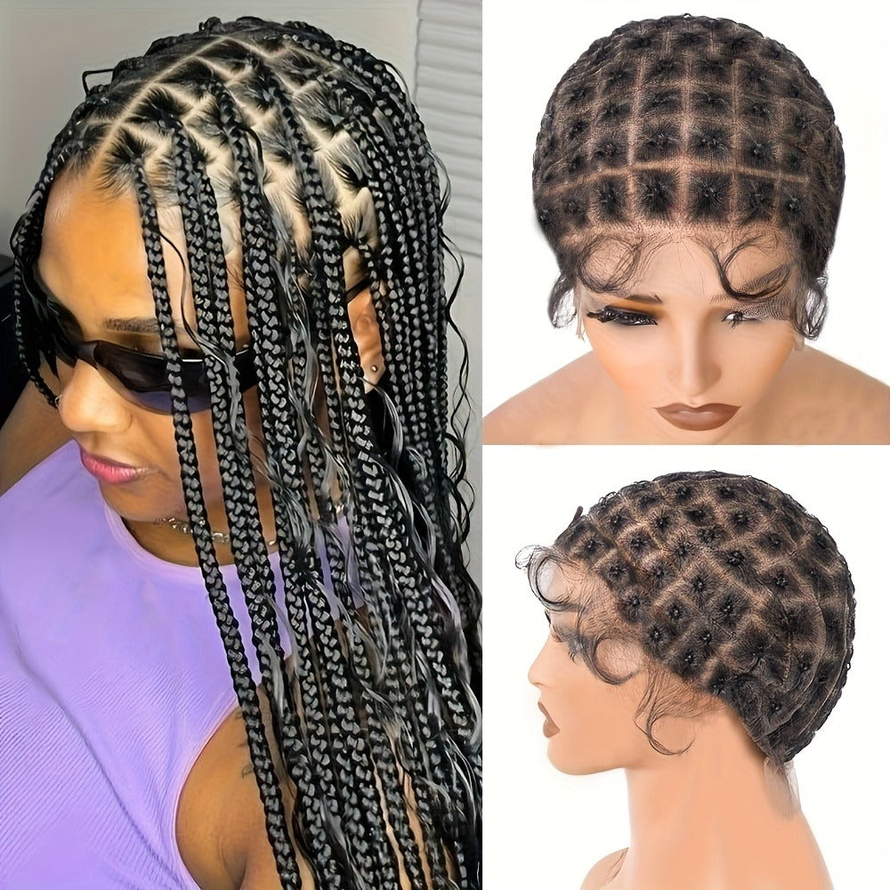 Braided Wig Cap Double Full Lace with Baby Hair — Glueless Crochet Wig Cap, Breathable, Adjustable, 81–120 Sections for Goddess, Box Braid & Faux Locs Styles
