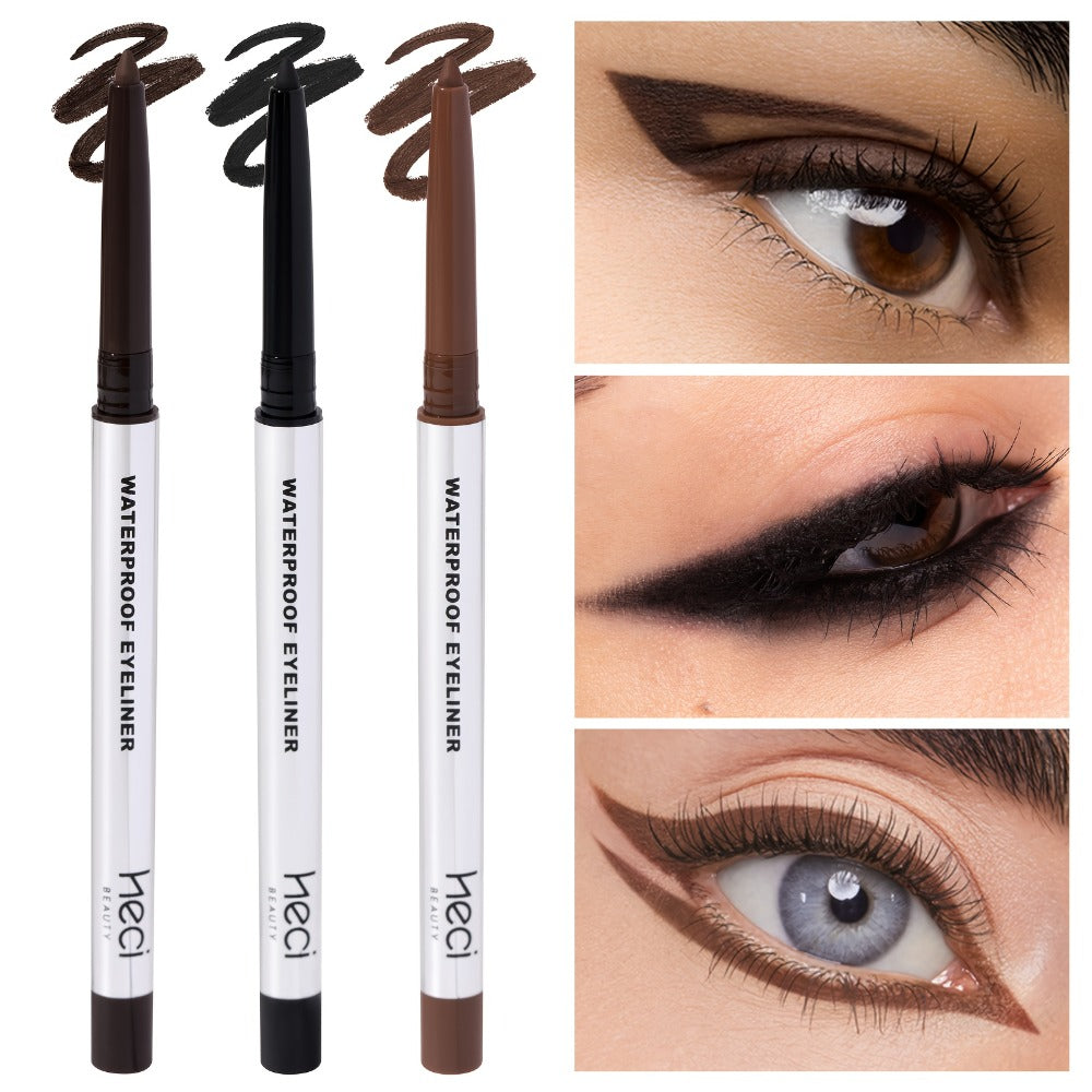 Waterproof Eyeliner Gel Pen 3-Piece Set Long-Lasting Smudge-Proof Quick-Dry Matte Gel Cream Precision Eye Makeup for Sensitive Mature Skin Beginner Friendly