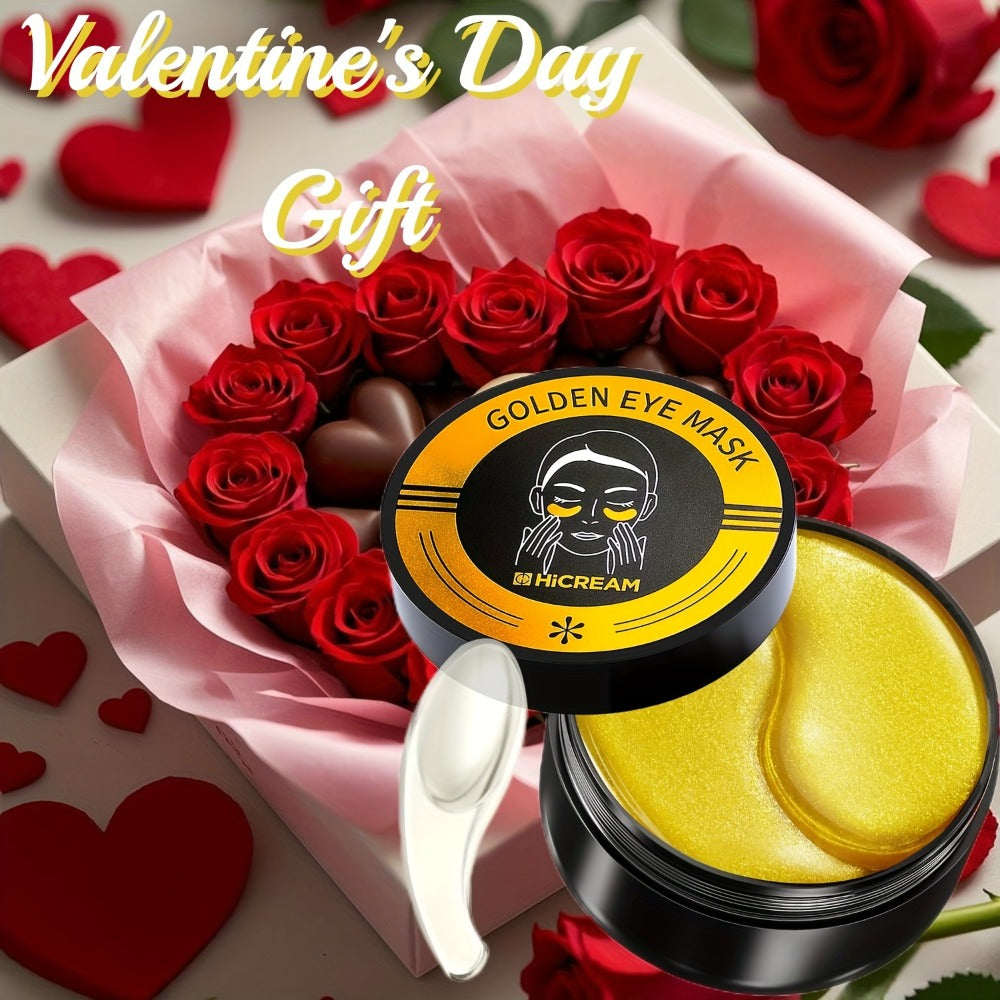 Under Eye Patches 24K Gold Collagen Hyaluronic Acid Glycerin Moisturizing Plumping Anti-Dark Circle Unisex All Skin Types Travel Gift 60pcs