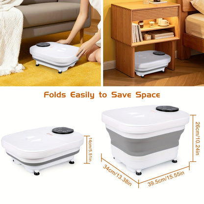 Foldable Foot Spa Bath with 20 Massage Rollers – Touchscreen Temperature Display, Remote Control & Shower Sprayer | Space-Saving Electric Foot Soak Tub for Home Relaxation, Heartfelt Gift for Women