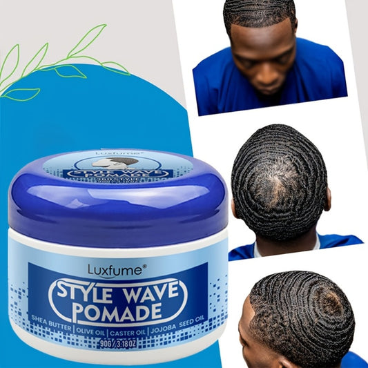 Men'S Natural Wave Pomade - Strong Hold, Non-Greasy Formula For 360 Waves, Layered Waves, And Silky Shine, Hair Styling Cream