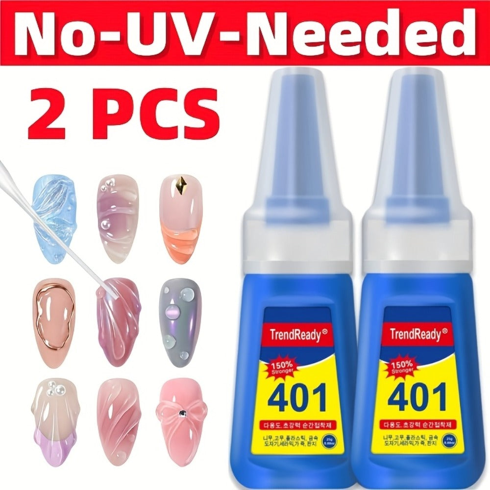 2 Bottles Large Capacity Super Nail Glue | 25G/Bottle Long Lasting, No Lamp Needed, Fast-Bonding, Fast Drying & Waterproof Nail Glue | Extra Hold Nail Glue, Nail Glue for Press on Nails, Fake Nails, Nails Art, Nail Supplies for Women, Nail Glue Set