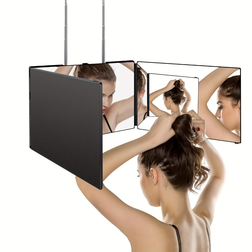 3 Way Mirror for Self Hair Cutting, 360 Haircuts Men for Barber Use Tools, to See Back Of Head