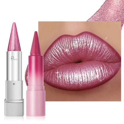 Metallic & Matte Lipstick Set 2pcs — Highly Pigmented Waterproof Pointed-Tip & Shimmer Lip Color Combo, Long-Lasting Beauty Gift for Women