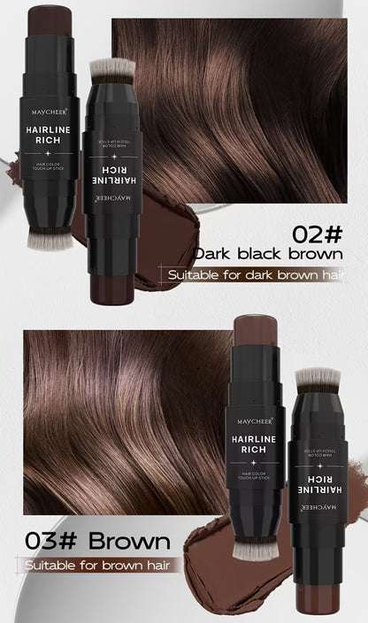 Hair Color Pen Root Touch-Up Stick with Brush | Waterproof Temporary Gray & White Hair Coverage | Plant Squalane Formula | Fast Seamless Application | 3 Shades