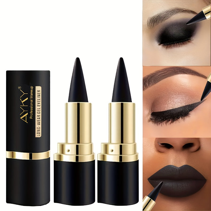 2pcs/4pcs Pack 24 Hour Long-Lasting Eyeliner Gel Stick with Lip Brush - Matte End, Fast Drying, Non-Smudging And Waterproof - for Eyes And Lips, Perfect for Everyday And Party Makeup
