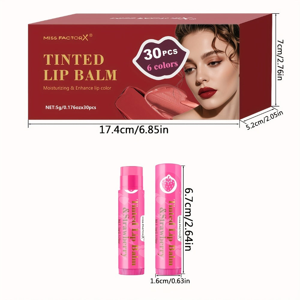 Lip Balm Set Tinted Moisturizing Lip Gloss 30pcs Gift Set - Hydrating Sheer Color Balm with Luminous Shiny Finish for Women Daily Wear & Gifting