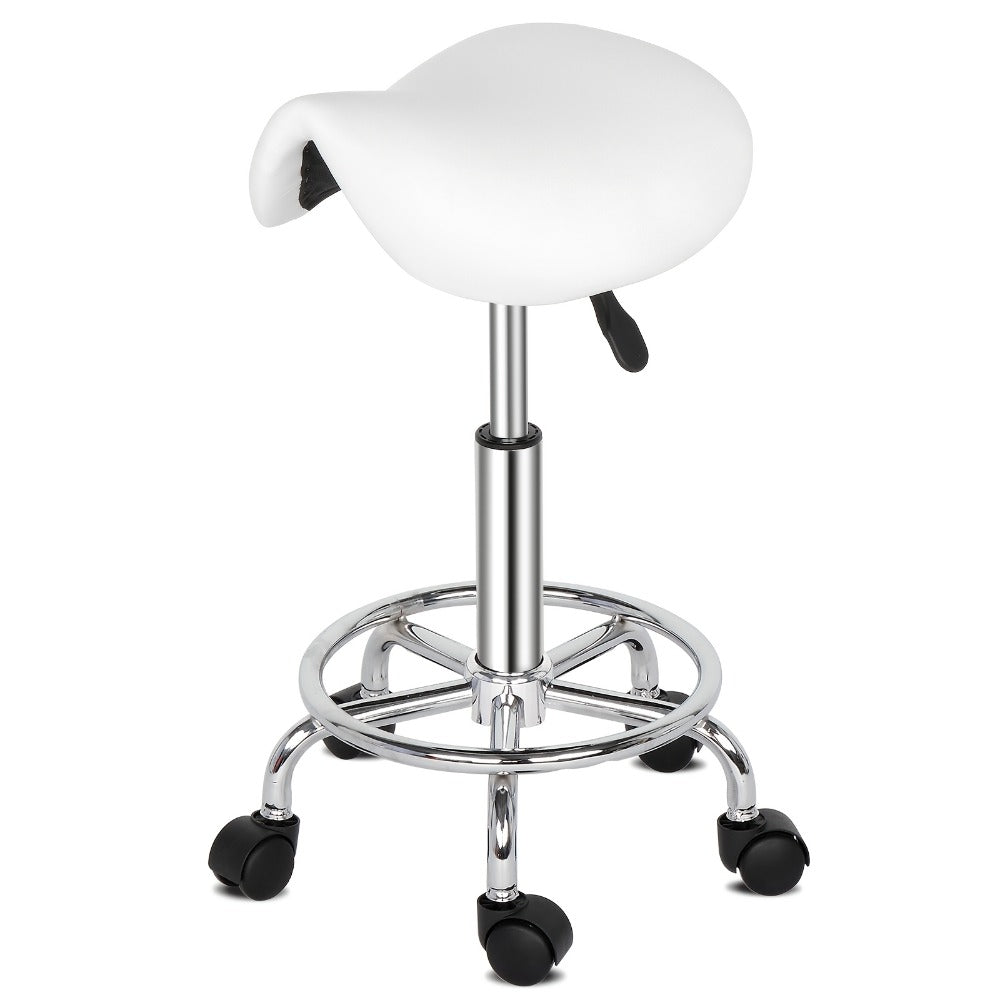 360-Degree Round Salon Stool with Backrest And Lines, Professional Adjustable Height Salon Stool, Modern Bar Stool Swivel, Armless Bar Chair for Kitchen, Dining Room, Living Room, Bistro, Spa
