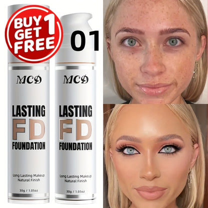 Liquid Foundation 2pcs Full Coverage Concealer Makeup Long Lasting Natural Finish - Suitable for All Skin Types Women Face Foundation Set