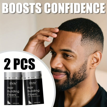 Hair Fiber Powder 2pcs DeXe 22g, Instant Hair Thickening Fibers, 1-Second Adhesion, Natural Fine Finish, Unisex for Men & Women, Travel & Business Ready — Black, Dark Brown
