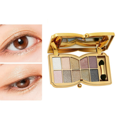 Eyeshadow Palette 10 Colors - Shimmer & Matte Shades with Brush and Mirror, Long Lasting Pigmented Eye Makeup for Festival Party Daily