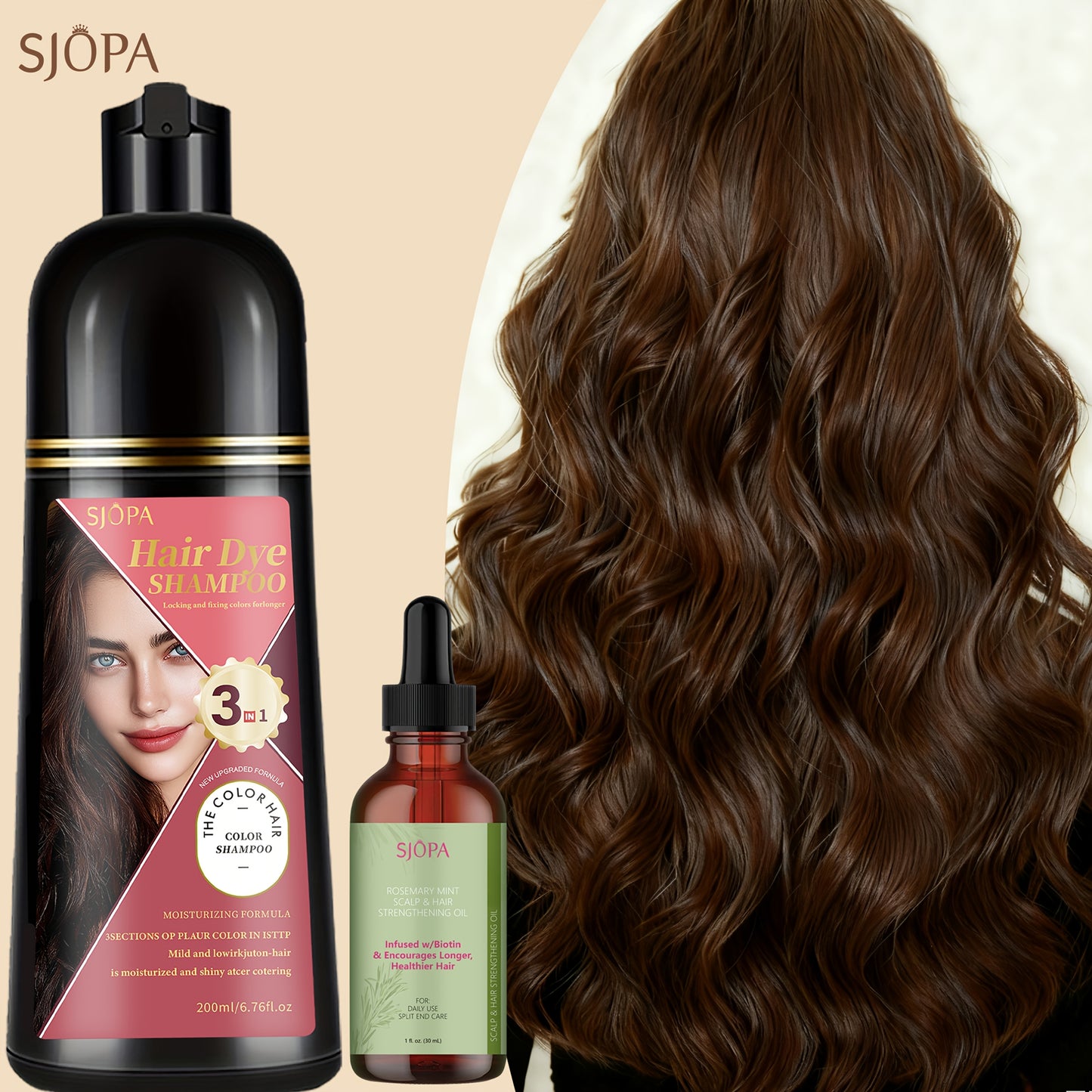 Hair Color Dyeing Shampoo 3-in-1 — Plant Squalane & Glycerin Formula | Colors, Conditions & Cleanses in One Wash | 10 Shades | Easy At-Home Hair Coloring