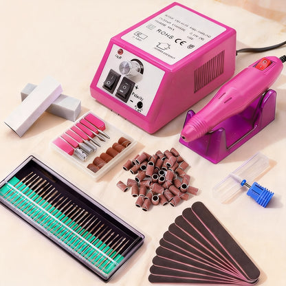 Electric Nail Drill Machine 20000RPM Professional Manicure Pedicure Kit with 6 Drill Bits 50 Sanding Bands Cuticle Remover Nail File Set for Acrylic Gel Nails Home Salon Use