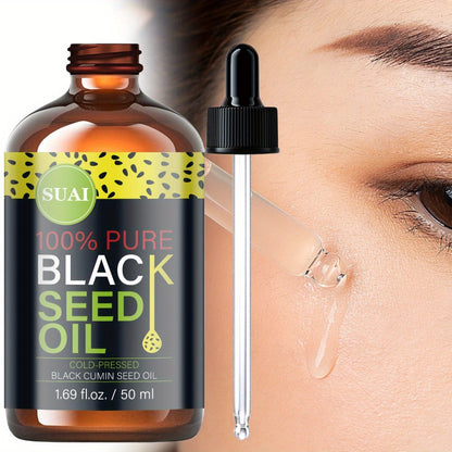 Black Seed Oil 100% Pure Cold Pressed Moisturizing Firming Multi-Use for Face Body Hair Nails Eyelashes Natural Plant Extract Skincare Oil All Skin Types Daily Skincare Routine
