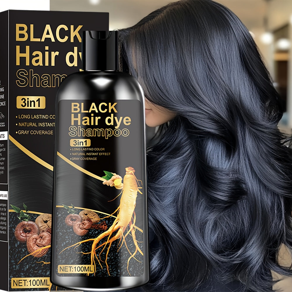 Natural Plant Extract Hair Coloring Shampoo 3.38oz | Deep Moisturizing Long-Lasting Color | Scalp-Safe Gray Coverage for Men & Women | Black Brown Chestnut