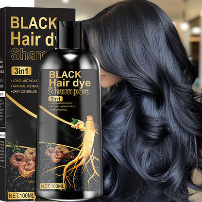 Natural Plant Extract Hair Coloring Shampoo 3.38oz | Deep Moisturizing Long-Lasting Color | Scalp-Safe Gray Coverage for Men & Women | Black Brown Chestnut