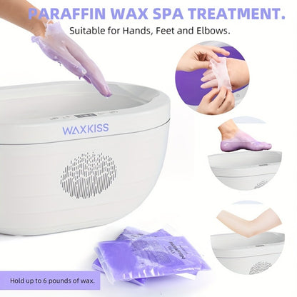 Paraffin Wax Machine for Hands and Feet Large Capacity — WAXKISS PWH-3000A 101oz Home Spa Wax Warmer Kit for Deep Moisturizing, Dry Skin, Cracked Heels & Arthritis Joint Relief, US Plug (Black/White)