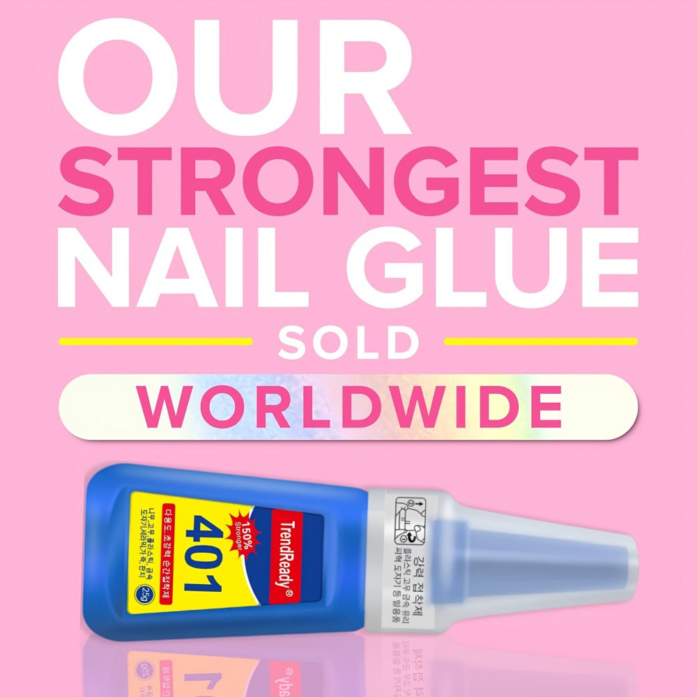 TrendReady 25g Nail Glue - Extreme Hold For Fake Nails & Tips, 30+ Days Wear, Smudge Proof, Salon Quality Kit