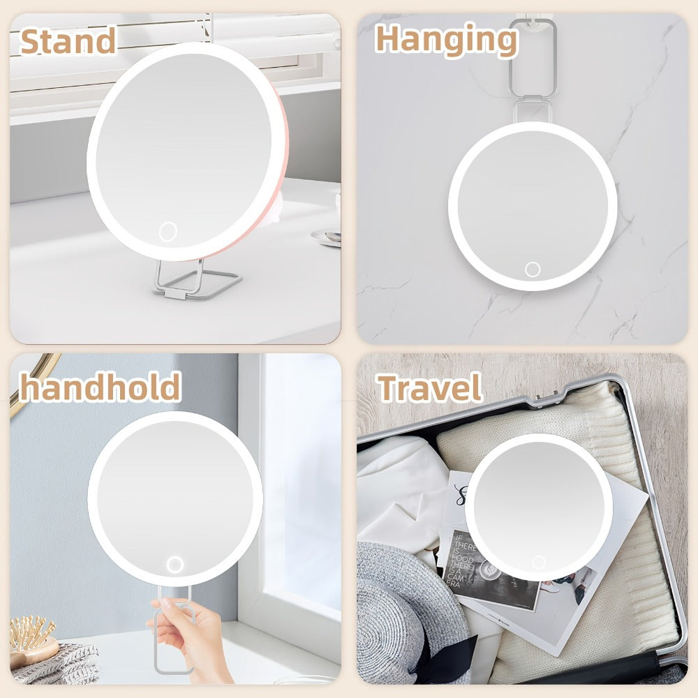 30X LED Magnifying Makeup Mirror Rechargeable, 6-Inch Lighted Handheld Pocket Mirror with Hanging Loop, Portable Travel Vanity Mirror for Precision Makeup & Grooming, Gift for Women and Men