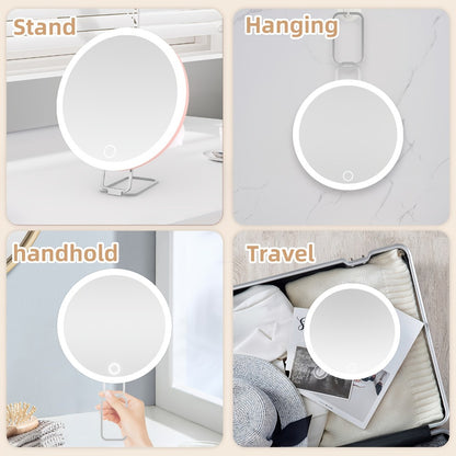 30X LED Magnifying Makeup Mirror Rechargeable, 6-Inch Lighted Handheld Pocket Mirror with Hanging Loop, Portable Travel Vanity Mirror for Precision Makeup & Grooming, Gift for Women and Men