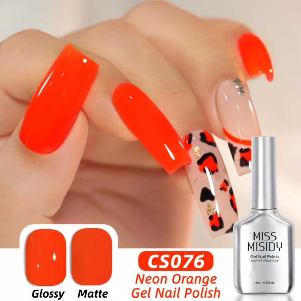 MISS MISIDY 0. 54Oz Neon Orange Gel Polish Translucent Neutral Natural Milky 16Ml Jelly Polish Art at Home (CS076)