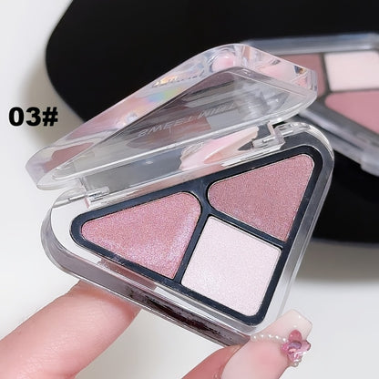 Eyeshadow Palette Mini 3-Color Matte & Shimmer Eye Shadow Kit Compact Travel-Friendly with Makeup Brush for Everyday & Touch-Up Women Makeup Gift