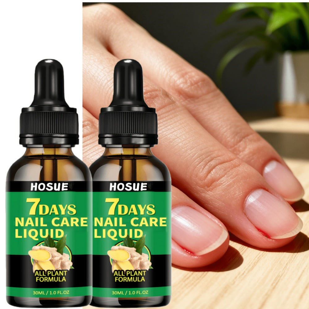 Nail Care Liquid Ginger Plant Formula 1.01oz Fixes Uneven Yellowing Gray Nails in 7 Days Daily Nail Treatment After Manicure HOSUE 2-Piece Set