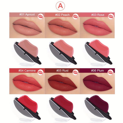 Lipstick Set 6pcs - Matte Color Changing Lip Shaped Lipstick with Jasmine Scent, Non-Fade Long-Lasting Formula, Multi-Shade Lip Makeup Gift Set for Women