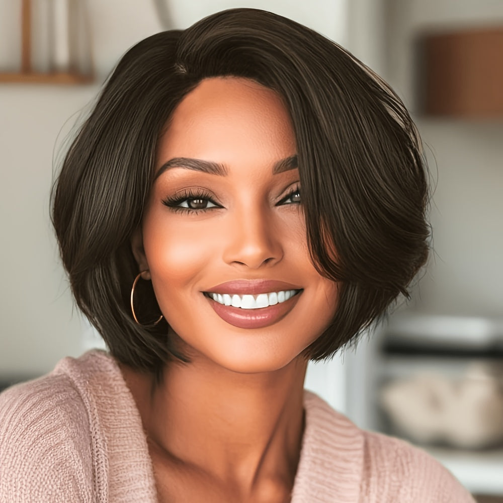 Nicelatus Short Black Wig Short Hairstyles Synthetic Body Wavy Wigs for Women Short Hair Wigs for Halloween, Christmas Party, Music Festival