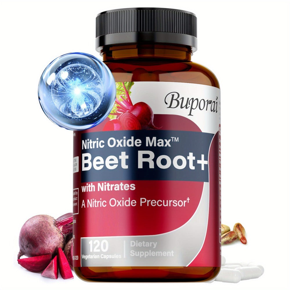 Nitric Oxide Beet Root - with Nitrates, Beet Root Powder, Black Pepper, Blood Pressure and Heart Health, Supports Nitric Oxide Production, Antioxidants - 120pcs